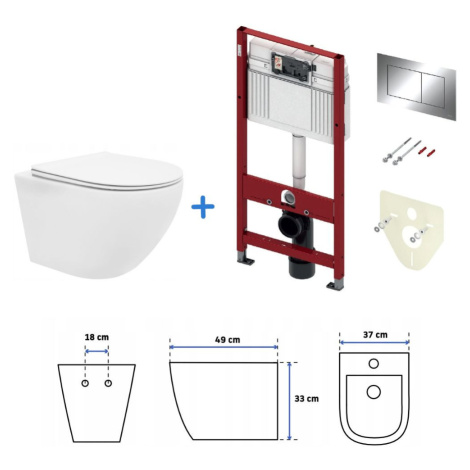 Tece Carlo, sada závesné WC Rea Carlo 49x37 cm + inštalačný modul pod omietku Tece, TEC-9400412-