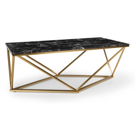Besoa Black Onyx I, konferenčný stolík, 110 x 42,5 x 55 cm (Š x V x H), mramorový vzhľad, zlatý/