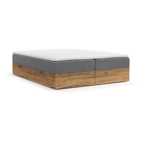 Boxspring posteľ s úložným priestorom v sivo-prírodnej farbe 160x200 cm Faro – Maison de Rêve