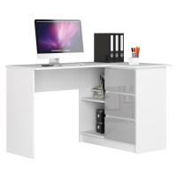Rohový písací stôl B16 124 cm biely/sivý pravý