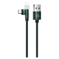Nabíjací a dátový kábel USB, microUSB, 100 cm, 2000 mA, 180° otočná hlavica, LED, vzor šnúrky, U