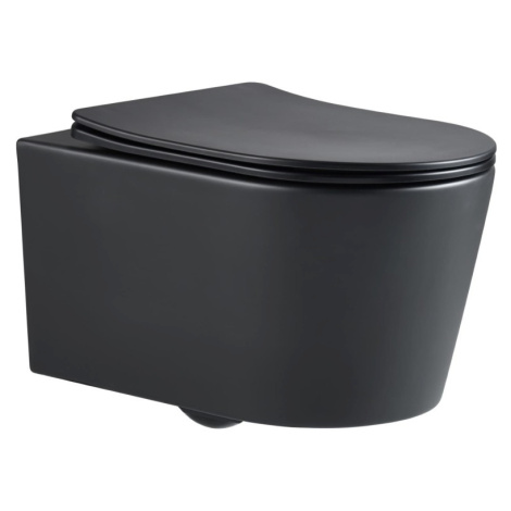 WC závesné SAT Brevis vrátane dosky softclose, 53 cm, čierne SATBRE011RREXPBKM SATBRE011RREXPBKM