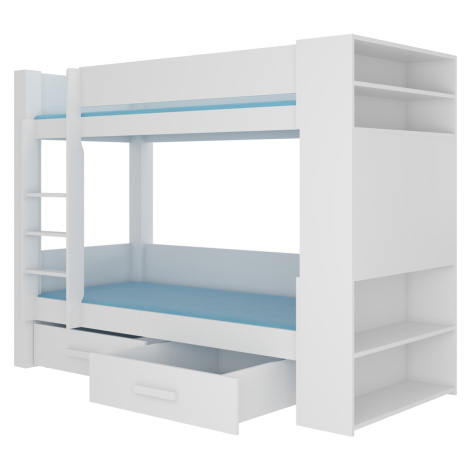 NABBI Guinea poschodová posteľ s úložným priestorom 90x200 cm biela