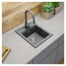 Sink Quality Ferrum New 4050, 1-komorový granitový drez 400x500x185 mm + zlatý sifón, šedá, SKQ-