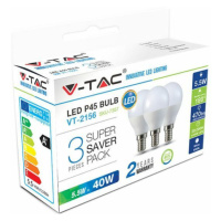 Žiarovka LED E14 4,5W, 3000K, 470lm, 3-balenie, P45 VT-2156 (V-TAC)