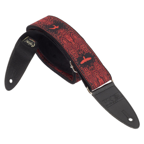 PRS 2" Guitar Strap, Custom Jacquard Birds Fleur, Red