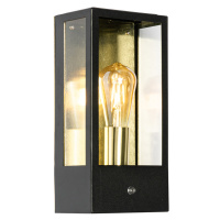 Vonkajšie nástenné svietidlo čierne so zlatým senzorom svetlo-tma - Rotterdam