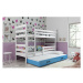 Detská poschodová posteľ s výsuvnou posteľou ERYK 160x80 cm Modrá Borovica