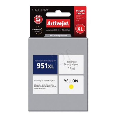 Atrament ActiveJet pre HP 951XL CN048 Yellow AH-951YRX 25ml