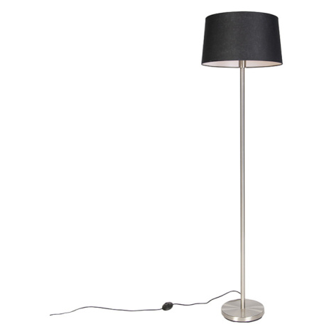 Moderná stojaca lampa oceľ s čiernym tienidlom 45 cm - Simplo QAZQA