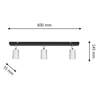 Stropné svietidlo Tune II, čierna/chróm, kov, 3 svetlá, E27
