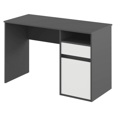 PC stôl, tmavosivá-grafit/biela, BILI Tempo Kondela