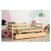 Detská posteľ z borovicového dreva s úložným priestorom v prírodnej farbe 80x200 cm Mila CPD – A