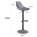 Sivé barové stoličky s nastaviteľnou výškou z imitácie kože v súprave 2 ks (výška sedadla 56,5 c