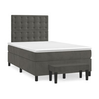 vidaXL Posteľný rám boxspring s matracom tmavosivý 90x190 cm zamat
