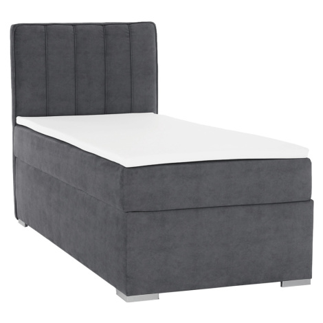 Boxspringová posteľ, jednolôžko, sivá, 90x200, ľavá, AMIS Tempo Kondela