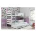 Detská poschodová posteľ s výsuvnou posteľou ERYK 160x80 cm Biela Biela