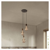 Závesné svietidlo Tala Triple Pendant round E27 clear black/walnut