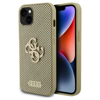 Guess Perforated 4G Glitter Metal Logo Kryt pre iPhone 15, Zlatý