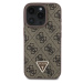 Guess PU 4G Strass Triangle Metal Logo kryt pre iPhone 16 Pro Max hnedý