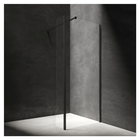 OMNIRES - MARINA walk-inwalk-in s bočnou stenou, 120 x 30 cm čierna mat / transparent /BLMTR/ MA