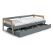 Zelená/prírodná detská posteľ z borovicového dreva s výsuvným lôžkom a úložným priestorom 90x200