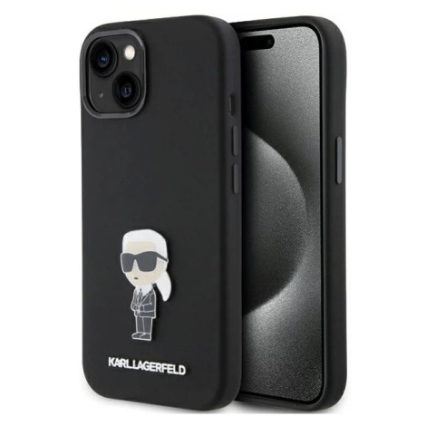 Kryt Karl Lagerfeld KLHCP15MSMHKNPK iPhone 15 Plus 6.7" black Silicone Ikonik Metal Pin (KLHCP15