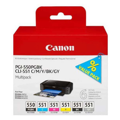 Canon PGI-550 CLI-551 6496B005 PGBK+C+M+Y+GY multipack originálna cartridge