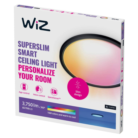 WiZ SuperSlim LED stropné svetlo RGBW Ø54cm čierne