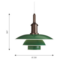 Louis Poulsen PH 3 1/2-3 závesná lampa meď/zelená