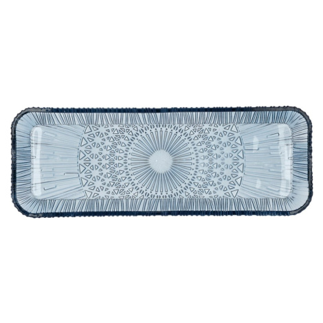 Modrý sklenený servírovací tanier 14x38 cm Kusintha - Bitz