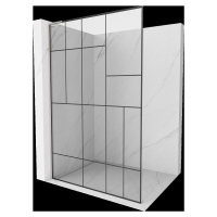 Mexen Kioto L, sprchová zástena Walk-In 100 x 200 cm, 8mm číre sklo čierny vzor, brúsená oceľ pr