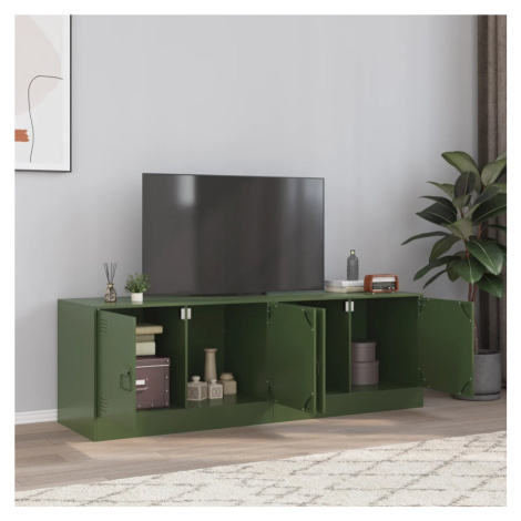 vidaXL TV skrinky 2 ks olivovozelené 67x39x44 cm oceľ