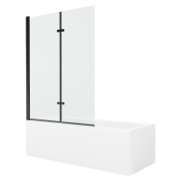 MEXEN/S - Cubik obdĺžniková vaňa 160 x 70 cm s panelom + vaňová zástena 120 cm, transparent, čie