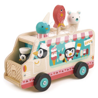 Drevené auto so zmrzlinou Penguin's Gelato Van Tender Leaf Toys s tučniakom a zmrzlinou od 18 me