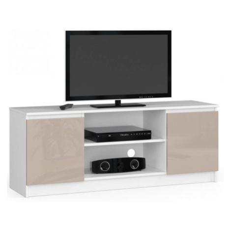 Stolík pod TV RTV 140 2D 1P biely / cappuccino, lesk