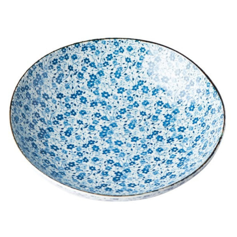Modro-biely keramický hlboký tanier MIJ Daisy, 600 ml