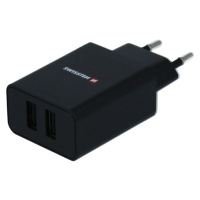 SWISSTEN sieťový adaptér SMART IC 2x USB 2,1A POWER čierny (ECO BALENIE)