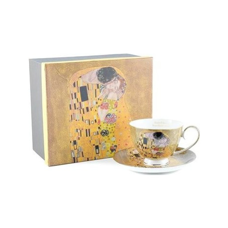 Home Elements Porcelánová šálka 250 ml, s tanierikom, Klimt, Bozk zlatý