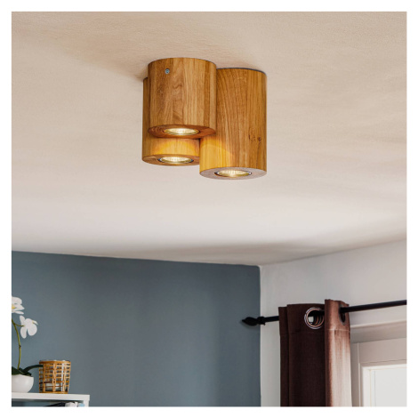 Stropné svietidlo Wooddream 3-svetelné dubové, okrúhle Spot-Light