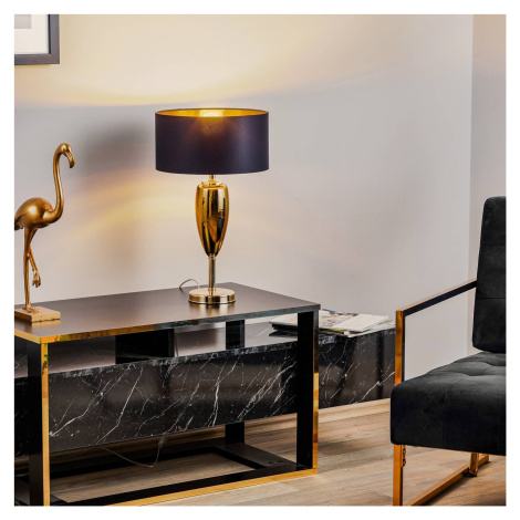 Zobraziť Ogiva - čierno-zlatá textilná stolová lampa Ailati