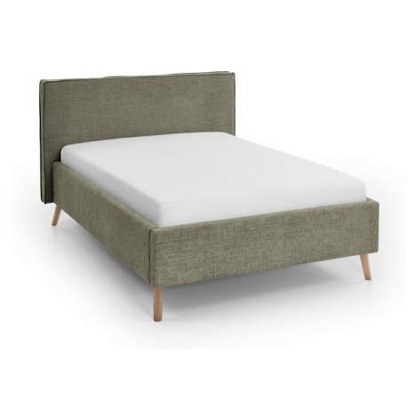Tmavozelená čalúnená dvojlôžková posteľ s úložným priestorom s roštom 140x200 cm Riva – Meise Mö Meise Möbel