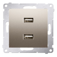 Dvojitá USB nabíjačka, A+A, 2,1A, zlatá matná