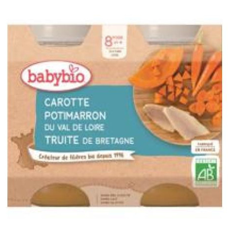 BABYBIO Mrkva a tekvica so pstruhom (2x 200 g) - mäsovo-zeleninový príkrm