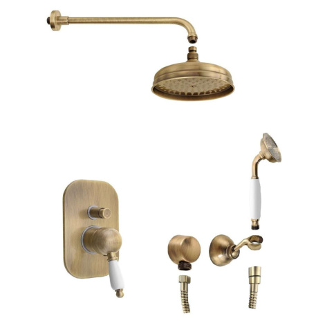 Sapho Kirké - Sprchový set s batériou pod omietku, s telesom, priemer 20 cm, bronz/biela KI42BB-