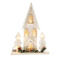 Drevený LED domček Christmas cottage biela, 36 x 27 x 7 cm