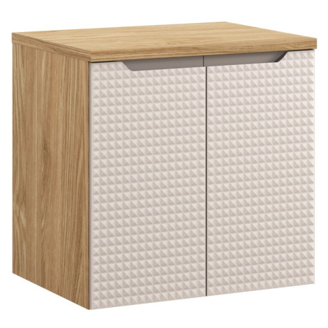 Závěsná skříňka pod umyvadlo Luxor Beige I s deskou 60 cm béžová/dub olejovaný Comad