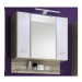 Kúpeľňová skrinka so zrkadlom Barolo, s osvětlením, dub san remo/lesklá biela%