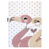 Detský kusový koberec Petit Flamingos hearts cream Rozmery kobercov: 140x190