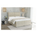 Béžová čalúnená dvojlôžková posteľ s úložným priestorom s roštom 200x200 cm Rico – Ropez